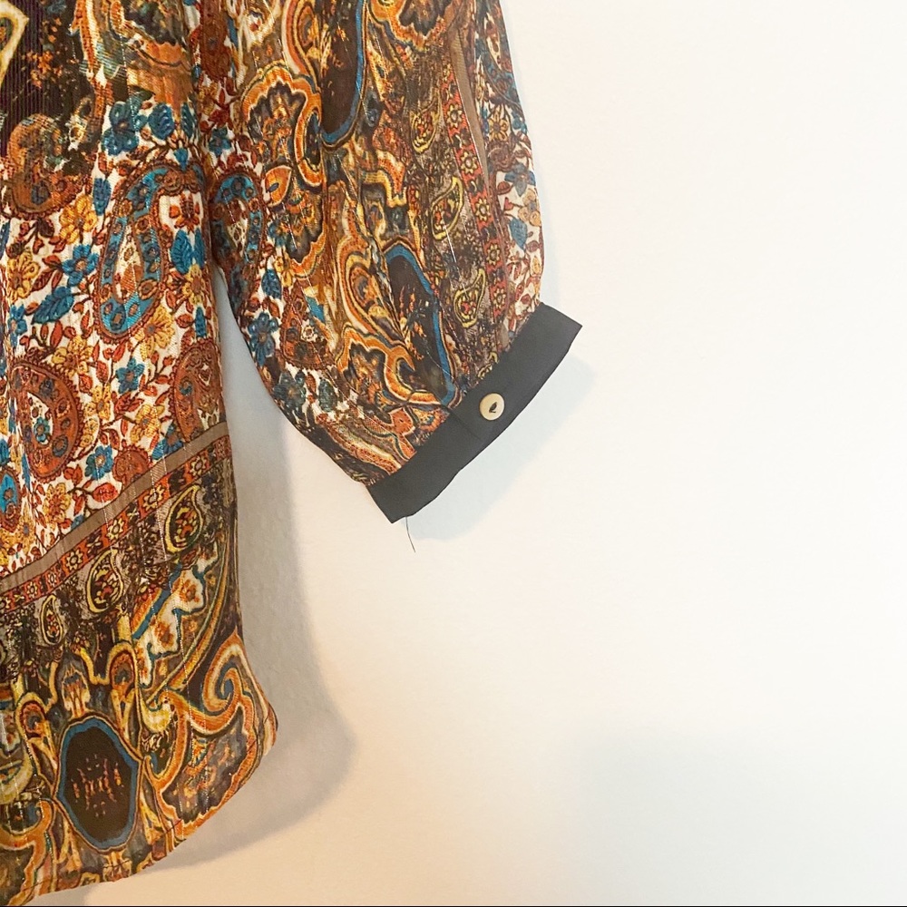 Anthropologie Blouse Meadow Rue Marya Paisley Print Peasant Top Boho Fall Sz XS - Picture 13 of 14